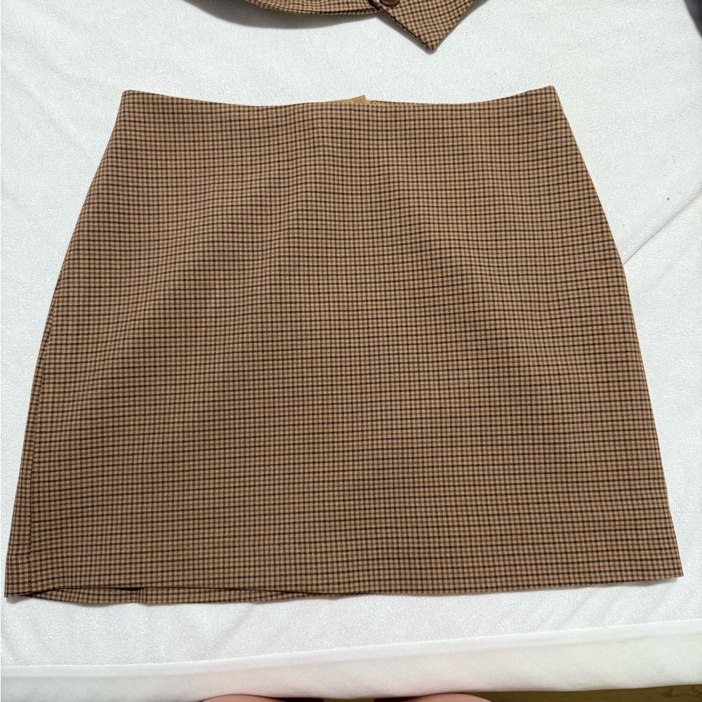 House of Harlow 1960 Brown Checkered Mini Skirt
